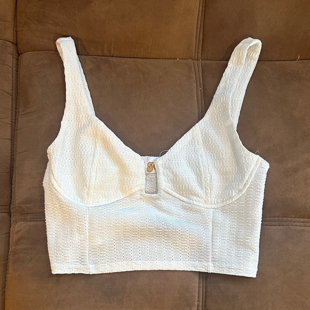 Stylish White Textured Crop Top